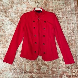 Lightweight red Tommy Hilfiger military blazer with button detail and pockets!